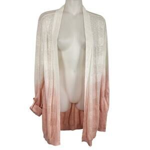 Maurices Womens Dip Dye Cardigan Pointelle Stitch Stripes Open Front Ombre XL